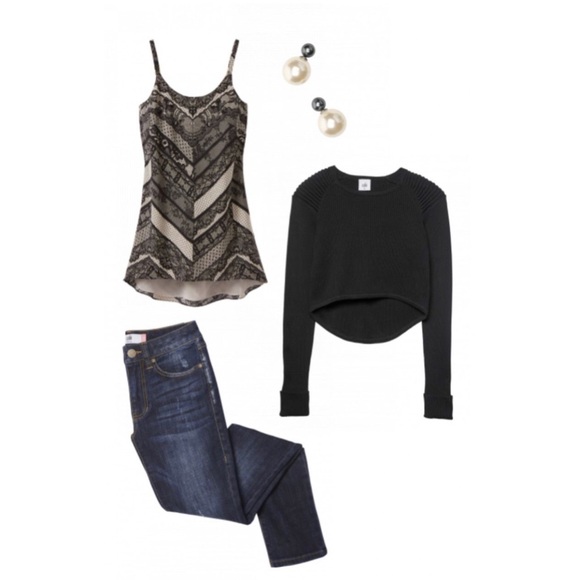 CAbi Sweaters - Cabi Prep Pullover Black Sweater Cropped S 3525